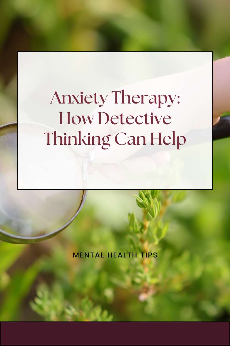 herapist using detective thinking worksheet for anxiety therapy